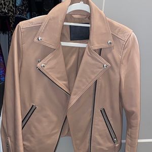 All saints Dalby Mauve leather jacket